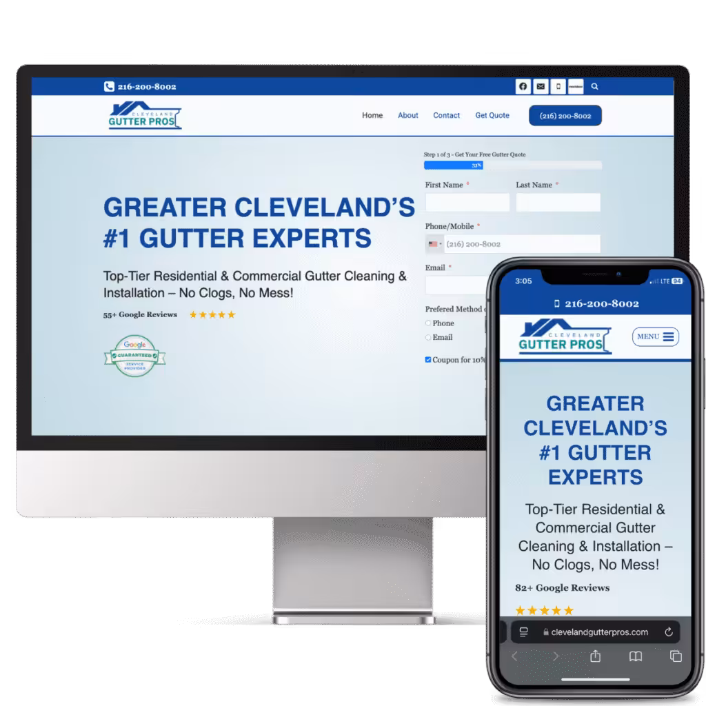 Cleveland Gutter Pros Website Combo View