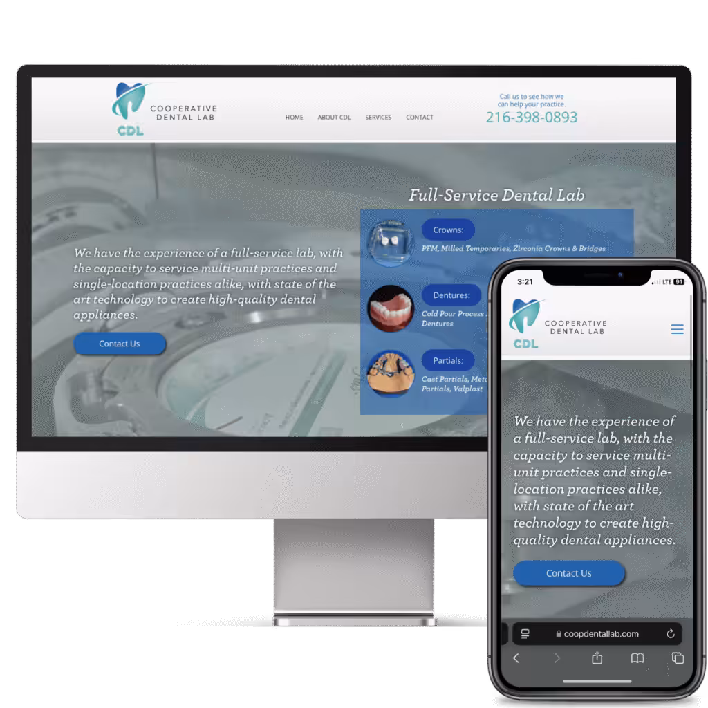 Cooperative Dental Lab Website Combo View